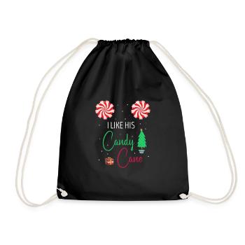 I Like His Candy Cane Funny Christmas Couples - Turnbeutel - Schwarz - Vorne