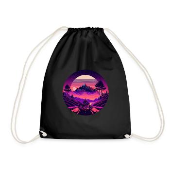 Retrowave Synthwave 80s Design - Turnbeutel - Schwarz - Vorne