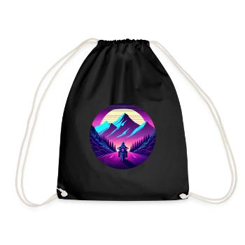 Retrowave Synthwave 80s Design - Turnbeutel - Schwarz - Vorne