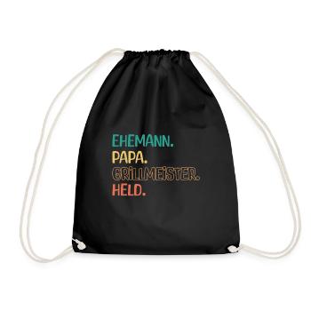 Ehemann Papa Grillmeister - Turnbeutel - Schwarz - Vorne