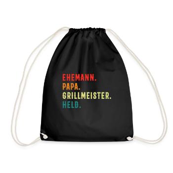 Ehemann Papa Grillmeister - Turnbeutel - Schwarz - Vorne