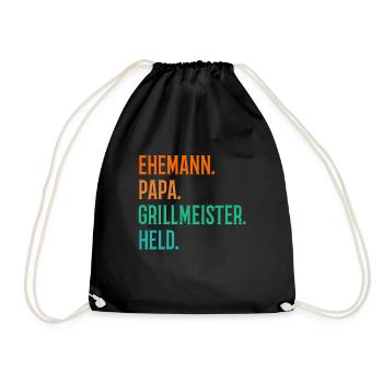 Ehemann Papa Grillmeister - Turnbeutel - Schwarz - Vorne