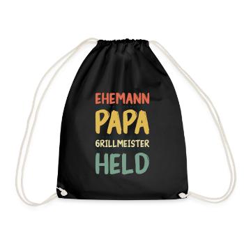 Ehemann Papa Grillmeister - Turnbeutel - Schwarz - Vorne