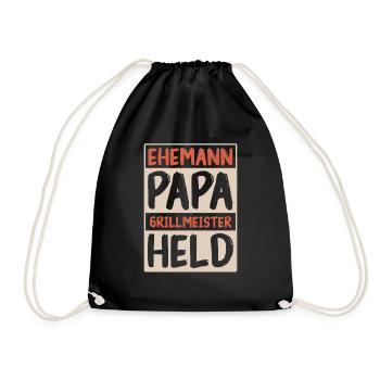Ehemann Papa Grillmeister - Turnbeutel - Schwarz - Vorne