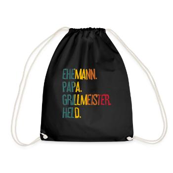 Ehemann Papa Grillmeister - Turnbeutel - Schwarz - Vorne