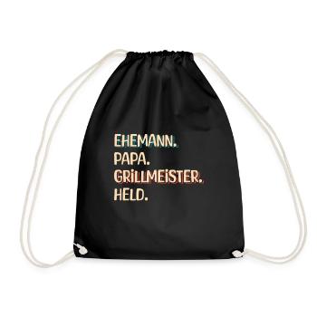 Ehemann Papa Grillmeister - Turnbeutel - Schwarz - Vorne