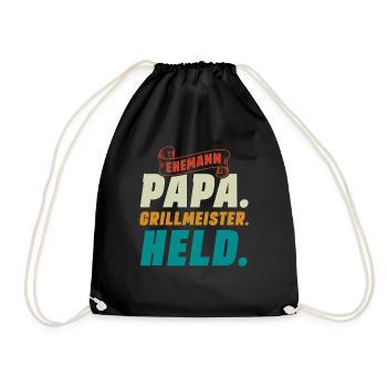 Ehemann Papa Grillmeister - Turnbeutel - Schwarz - Vorne