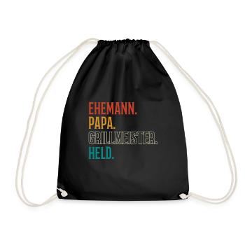 Ehemann Papa Grillmeister - Turnbeutel - Schwarz - Vorne