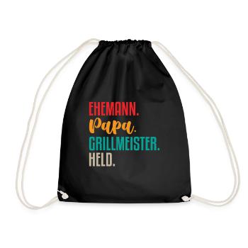 Ehemann Papa Grillmeister - Turnbeutel - Schwarz - Vorne