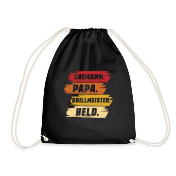Ehemann Papa Grillmeister - Turnbeutel - Schwarz - Vorne