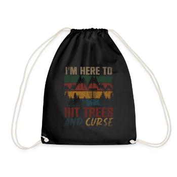 In Here To Hit Trees And Curse Disc Golf - Drawstring Bag - black - Front