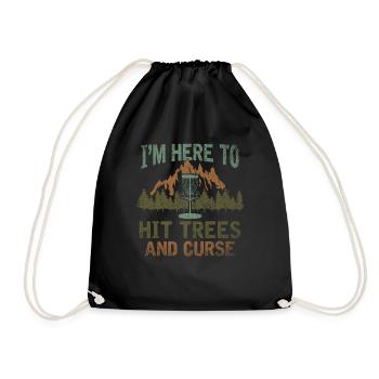In Here To Hit Trees And Curse Disc Golf - Drawstring Bag - black - Front