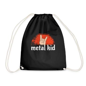 Rocker Sign Rock Hand Music Lover Little Metal Kid - Drawstring Bag - black - Front