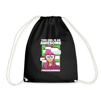 Développeur Coder Programmeur Girl - Sac de sport léger - noir - Devant