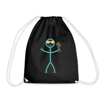 Podcast Host Funny Podcaster Podcast Stick Figure - Turnbeutel - Schwarz - Vorne