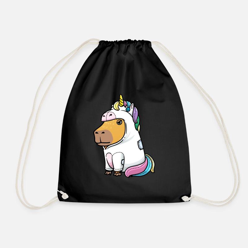 Capybara In Einhorn Kostüm Nagetier Mädchen Jungen - Turnbeutel - Schwarz