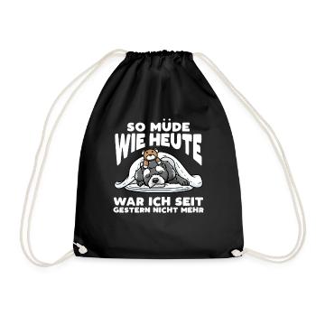 Schnoodle Hund Mit Kuscheltier Schlafen Spruch - Turnbeutel - Schwarz - Vorne