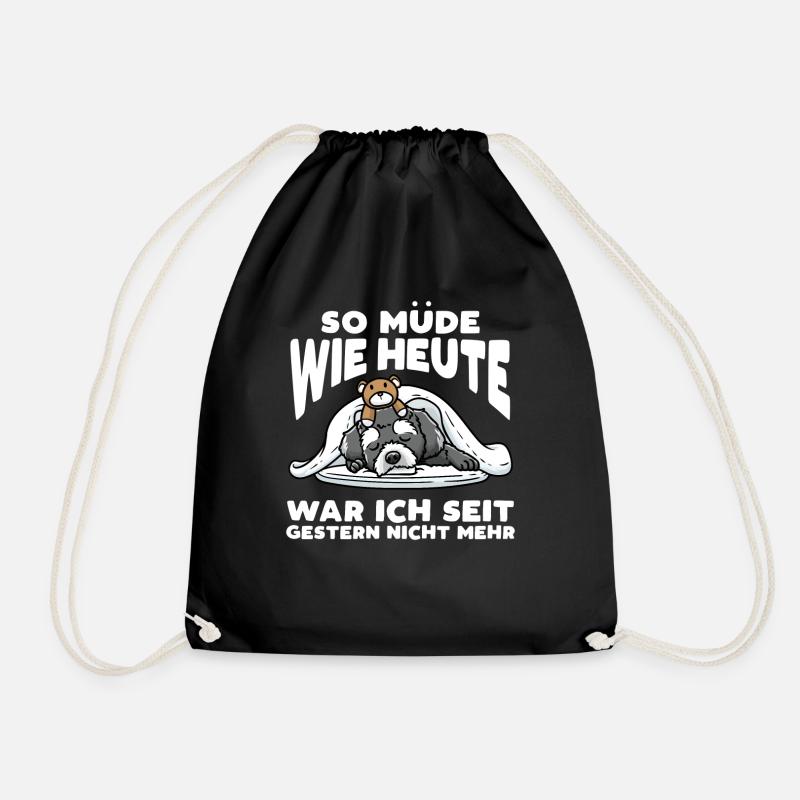 Schnoodle Hund Mit Kuscheltier Schlafen Spruch - Turnbeutel - Schwarz