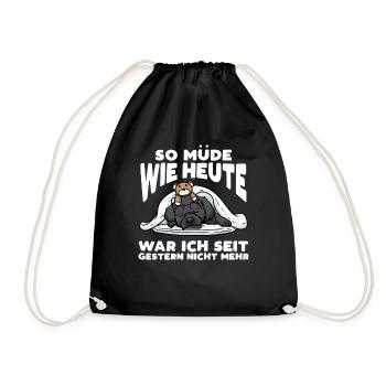 Schnoodle Hund Mit Kuscheltier Schlafen Spruch - Turnbeutel - Schwarz - Vorne
