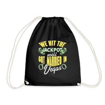 We Hit The Jackpot Will Got Married In Vegas - Drawstring Bag - black - Front