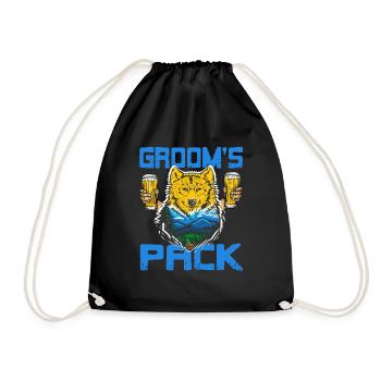 Groom's Pack Funny Retro Bachelor Party Designs - Drawstring Bag - black - Front