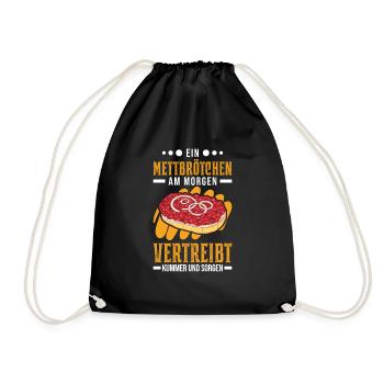 Mettbrötchen Am Morgen Mett Hackepeter - Turnbeutel - Schwarz - Vorne