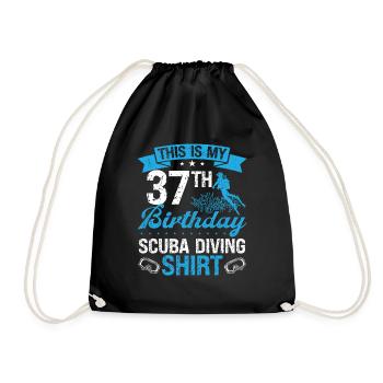 37 Year Old Scuba Diver Snorkeling Mask Dive - Drawstring Bag - black - Front
