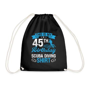 45 Year Old Scuba Diver Snorkeling Mask Dive - Drawstring Bag - black - Front