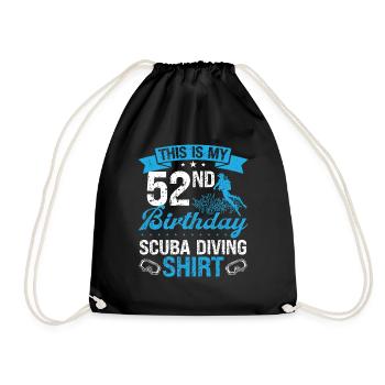 52 Year Old Scuba Diver Snorkeling Mask Dive - Drawstring Bag - black - Front
