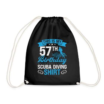 57 Year Old Scuba Diver Snorkeling Mask Dive - Drawstring Bag - black - Front