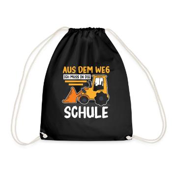 Kinder Einschulung Trecker Jungen Schulkind - Turnbeutel - Schwarz - Vorne