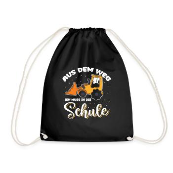 Kinder Einschulung Trecker Jungen Schulkind - Turnbeutel - Schwarz - Vorne