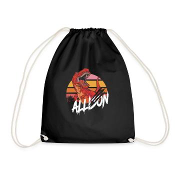 ALLISON - Beautiful girl name with T-REX Dino - Drawstring Bag - black - Front