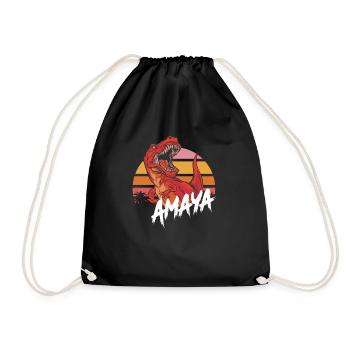 AMAYA - Beautiful girl name with T-REX Dino - Drawstring Bag - black - Front