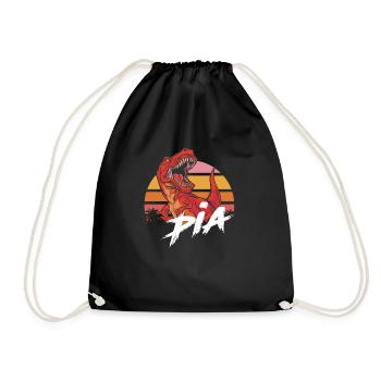 PIA - Beautiful Girl Name with T-REX Dino - Drawstring Bag - black - Front