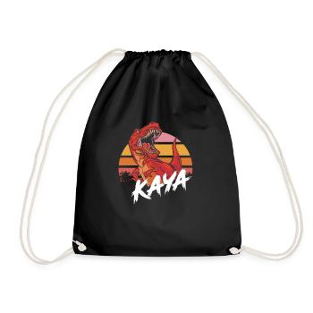 KAYA - Beautiful girl name with T-REX Dino - Drawstring Bag - black - Front