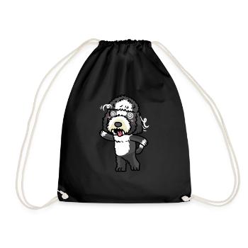Sheepadoodle Dog Emoticon - Drawstring Bag - black - Front