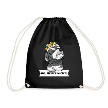 Schnoodle Hund Mit Krone Stur - Turnbeutel - Schwarz - Vorne