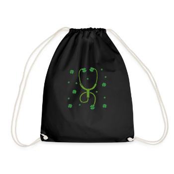 Clover Stethoscope Clover St Patrick's Day Sick - Drawstring Bag - black - Front