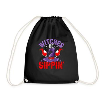 Hexen Be Sippin Damen Lustiges Halloween T-Shirt - Turnbeutel - Schwarz - Vorne