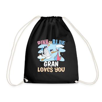 Pink or Blue Gran Loves You Best Grandma Ever - Turnbeutel - Schwarz - Vorne