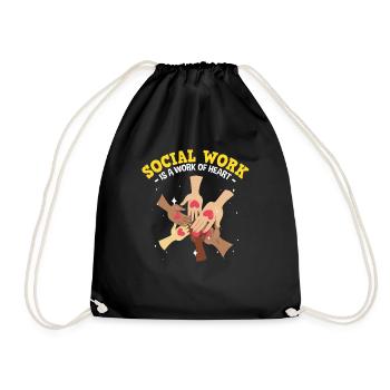 Social Work Is A Work Of Heart - Drawstring Bag - black - Front