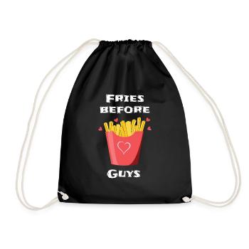 Fries Lover Valentine Quote Hearts Day Valentines - Drawstring Bag - black - Front