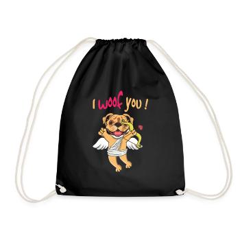 Dog Lover Pet Dog Barking Hearts Day Valentines - Drawstring Bag - black - Front
