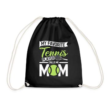 My favorite tennis player calls me mom - Drawstring Bag - black - Front