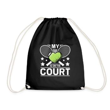 My heart is on the tennis court - Drawstring Bag - black - Front