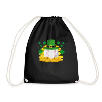 Lucky Baseball Leprechaun Hat Heap Golden Coin - Drawstring Bag - black - Front