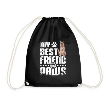 My best friend has paws german shepherd - Drawstring Bag - black - Front