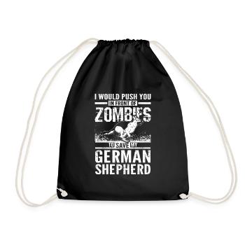 Push front of zombies to save my german shepherd - Drawstring Bag - black - Front