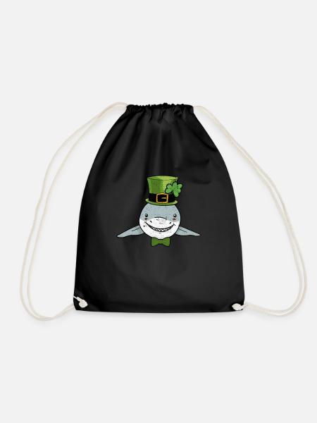 Irischer Kobold Hai Kleeblatt St. Patricks Day - Turnbeutel - Schwarz